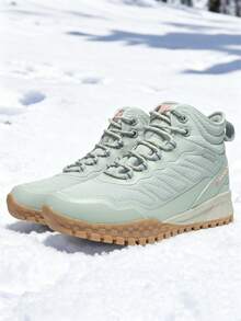 baasploa Zapatos deportivos con suela gruesa y forro de felpa para mujer - Un artículo de moda imprescindible para el invierno al aire libre, Botas de mujer con cordones para exteriores, Botas de trabajo de viaje de moda y cómodas de cuero antideslizante de alta, Zapatos de mujer, Zapatos deportivos con suela gruesa, Botas de invierno, Zapatos de mujer, Botas de felpa, Zapatos de cuña, Zapatos de paz, Zapatos deportivos de marca, Zapatos casuales