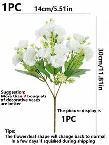 1/3 piezas Clavel artificial blanco Ramo de flores de plástico Regalos del Día de la Madre Decoración de fiesta de cumpleaños Canasta de flores de boda Flores que sostiene la novia Decoración del hogar Comedor Dormitorio Decoración del alféizar de la ventana Decoración de Año Nuevo Jardín al aire libre Inicio de la temporada escolar