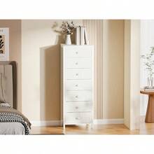 White Tall Dresser For BedroomVertical Storage Tower Unit And End Table ...
