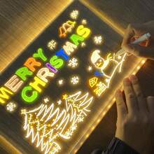 Tablero de notas LED con Colores, Tablero Acrílico de Borrado en con Luz, Tablero de Mensajes de Letras LED con Soporte y Bolígrafos de Colores, Note Board with Colors (30 * 20cm) - 15*15 cm - Ver 3