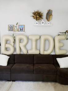 5pcs 16/40-Inch BRIDE Letter Balloon Set, BRIDE Letter Balloon Decoration For Wedding Party, Bridal Shower, Bachelorette Party Decoration, Beige BRIDE Balloons Bachelorette For Bridal Shower, Cream White Sand Bride Aluminum Film Banner Letter Sign, Aluminum Film Balloon Indoor And Outdoor Decoration, Bridal Balloon Banner For Wedding Engagement Bride To Be, No Electricity Required, Christmas Halloween New Year