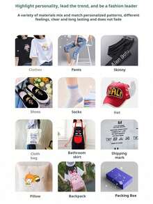 Custom Heat Transfer Printing Cloth Stickers, Cold/Hot PET White Ink Heat Transfer Film, Digital Offset Printing Heat Press T-Shirt Printing Fabric, Personalized Text, Graphics, Photo Customization, Custom Iron-On Stickers, Custom Photo And Name Heat Sublimation Printing, Chest Logo Iron-On Sticker Heat Transfer Decal - Multicolor - View 8