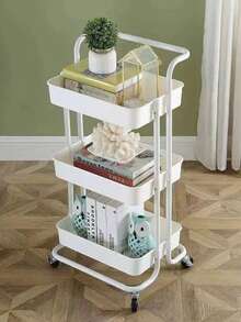 White Multipurpose Organizer Cart With Wheels For Manicure, Bathroom, Laundry, Books, Fruit Bowl - 白色 - 查看 3
