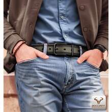 Men's Reversible Adjustable Belt - 1.25" Cut For Fit, 2 Sides In 1 Belt, Ideal For Gifts - Black/Elmwood7804 - View 2