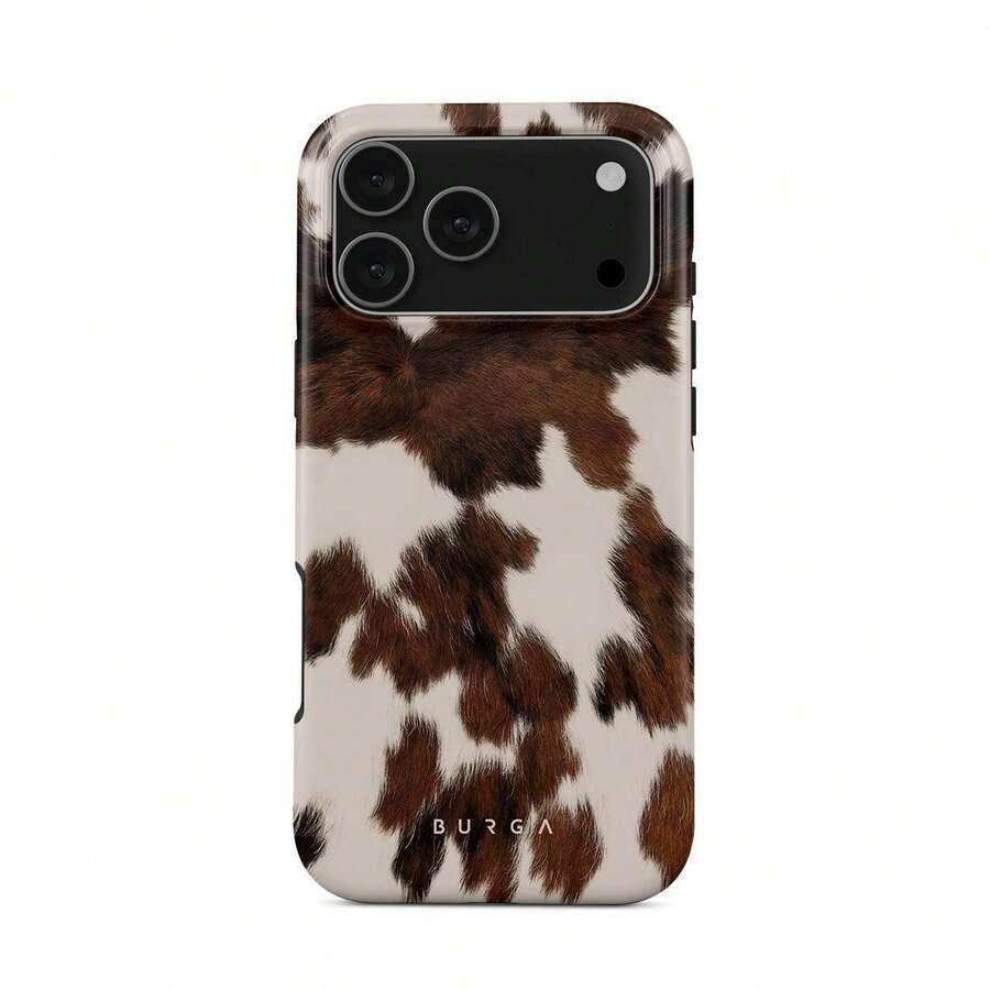 Celestial BURGA Case| Brown Cow Print Faux Fur Cover For 17 - 11 Pro Max| High Quality| Teenage Girl Gift - 混合色1 - 查看 1