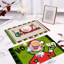 GRINCH 4 pièces Sets de table Grinch de Noël, Tapis d'isolation pour cuisine et salle à manger, Sets de table décoratifs en tissu, Dessous de plat résistants à la chaleur, Décoration de fête de Noël