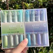 4pcs Morandi Highlighter Ins-Style Soft-Headed Markers For Girls' Hearts, Colorful Marking Pens, High-Value Eye-Friendly Journaling Pens.