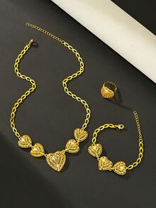 Bijuterii din aur alternative Schmuck aur pentru femei colier cercei brățară set de bijuterii, personalizat minimalist în formă de inimă