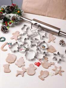 12/6/1pc Christmas Series Baking Tool Set, Christmas Cookie Cutting Molds, Diy Cake Baking Tools, Reindeer, Bells, Christmas Socks, Snowflakes, Gloves, Gingerbread Man, Candy Cane, Christmas Tree, Santa Claus, Snowman Shaped Cookie Cutting Molds, Fun Christmas Party Supplies, Festival And Party Supplies
