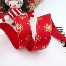 1 rouleau de 5 yards * 2,5 cm de large Ruban de Noël avec reliure en feuille métallique tressée en spirale, ruban satin pour faire des nœuds, DIY bouquets, cadeaux, emballages de pâtisserie