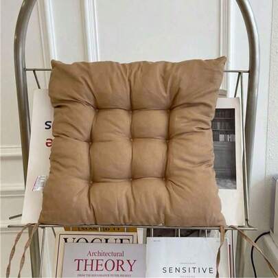 1 pieza Cojín acolchado con cordón de 45x45cm en color marrón cálido - Antideslizante y engrosado para sillas de oficina/comedor y ventanas de bahía. Cojín acolchado con botones en color marrón cálido vintage - Alivio de la presión para sentarse durante mucho tiempo en sillas de oficina vintage y tatami en el hogar