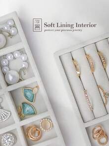 9pcs Gray Jewelry Tray, Multi-Compartment Jewelry Tray, Ring And Necklace Storage Tray, Rectangular Jewelry Storage Container, Jewelry Display Tray, Drawer Divider Storage Tray, Small Item Storage Organizer