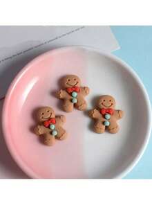 30pcs Christmas Gingerbread Man Resin Decor Accessories, Small Gift Decor Supplies, DIY Craft Materials Suitable For Home, Christmas Tree, Gifts, Phone Cases, Cups, Stickers, Hair Accessories, Holiday Decorations,Christmas
