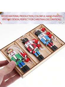 9 Stücke Weihnachts-Nussknacker Dekorationen, hölzerne Hängeornamente zum Dekorieren von Weihnachtsbaum, Wand, Kamin, Feiertags-Basteleien, Weihnachtsfeier, Heim- und Gartendekoration, Weihnachts-Wohnzimmerdekoration, um Weihnachtsstimmung zu schaffen - Verschiedenfarbig - Übersicht 3