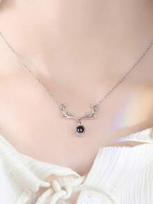 Collana con pendente in argento sterling 925 con zirconia, adatta per indossare a Natale, per uso quotidiano e come regalo - Bianco - Visualizzare 3