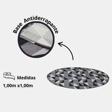 Tapete de Sala Redondo 1,00 x 1,00 Antiderrapante Geometrico