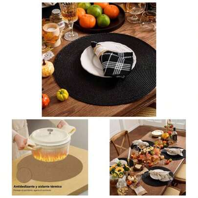 6 PCS Manteles Individuales Tejidos Redondos Manteles Redondos Individuales para Mesa 20cm Dimetro, Resistentes al Calor Lavables, Adecuado para Comedor, Cocina y Mesa de Comedor.