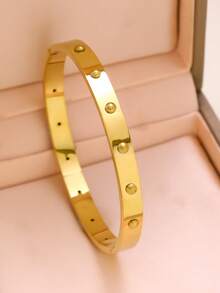 1pc/3pcs Minimalist Hollow Floral Stainless Steel Zirconia Bracelet, Suitable For Women's Daily Wear And Holiday/Birthday Gifts