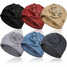 6 Pieces Cotton Chemo Turban Headwear, Soft Cancer Headwear Elastic Chemo Hats For Women With Hair Losshalloween - 多色-1 - 查看 1