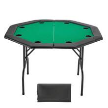 Tavolo da poker pieghevole per 8 giocatori (126 cm), tavolo da gioco da casinò con sponde imbottite e portabicchieri, tavoli da gioco portatili ottagonali con gambe in feltro e metallo, Texas Hold'em Poker - 48" Achteck für 8 Spieler, basso profilo, verde - Visualizzare 8