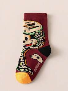 Disney 6/3 双正品儿童袜子，骷髅、米老鼠、南瓜万圣节恶棍、新年礼物袜、卡通圣诞新年人物袜子、新奇袜子、袜子、儿童室内地板袜 - 彩色 - 查看 8