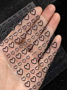 8pcs 3D Metallic Heart Nail Stickers,12Sheets Golden Silvery Rose Golden Hollow Heart Design 3D Nail Decals Manicure Self-Adhesive Decoration For DIY Nail Home Salon