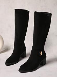 2025 Autumn/Winter New Retro Over-The-Knee High Shaft Riding Boots For Women, Thick Heel Long Boots With Belt Buckle, Western Cowboy Boots