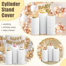 Cylinder Covers Set Of 3 Spandex Cylinder Pedestal Stand Covers Red Cylinder Cover Round Pedestal Cylinder Covers Multicolor Pedestal Cover For Wedding Party Ceremony DecorationKF - G - 查看 6