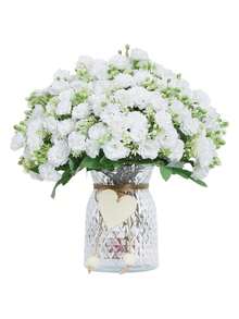 1/3 piezas Clavel artificial blanco Ramo de flores de plástico Regalos del Día de la Madre Decoración de fiesta de cumpleaños Canasta de flores de boda Flores que sostiene la novia Decoración del hogar Comedor Dormitorio Decoración del alféizar de la ventana Decoración de Año Nuevo Jardín al aire libre Inicio de la temporada escolar