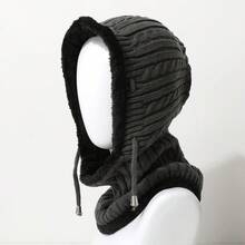 1pc Solid Color Cycling Ear Warmer Hat, Knitted Fleece Lined Thick Beanie Cap, Casual Autumn/Winter