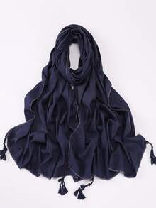 1pc Women's Spring/Summer Breathable Modest Hijab Silver Thread Pendant Tassel Long Scarf Shawl Muslim Hijab Scarf - Multicolor - View 4