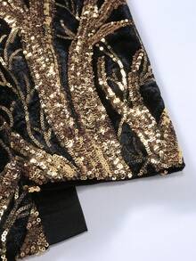 Men's Vine Sequin Suit Jacket, Formal Wear For Banquet, Performance, Nightclub Party Tuxedo Blazer - Gold - View 6