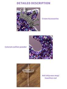 一套紫色闪光皇冠数字生日蜡烛，适合生日派对装饰，男女通用，紫色数字蜡烛可用于生日蛋糕装饰、周年纪念派对蜡烛、毕业典礼礼物。 - 彩色 - 查看 11