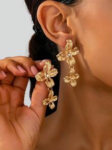 1 buc pandantiv metalic gol cu flori frangipani stratificate, bijuterii elegante retro de lux pentru vacanță tropicală