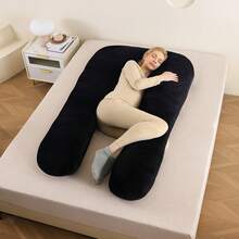 Pregnancy & Nursing Pillows - Crystal Velvet Dark Gray and Sky Blue - View 3