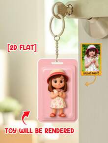 Catygift Custom 2D Flat Keychain, Personalized AI-Rendered Photo Keychain, Unique Gift For Daughter, Family Keepsake, Photo Upload Customization