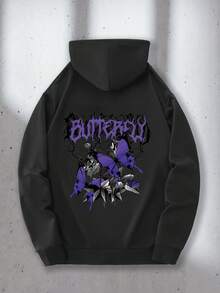 Sudadera con Capucha para Hombre de Peso Pesado - Estilo Gótico con Diseño de Letras y Murciélagos en la Espalda, Bolsillo Canguro, Estilo Casual de Calle para Todas las Estaciones, Artesanía de Alta Costura Duradera, Moda Urbana Negra para el Hogar (Jóvenes) - Cuidado Fácil, Ajuste Regular, Manga Larga, Talla - Negro - Ver 1