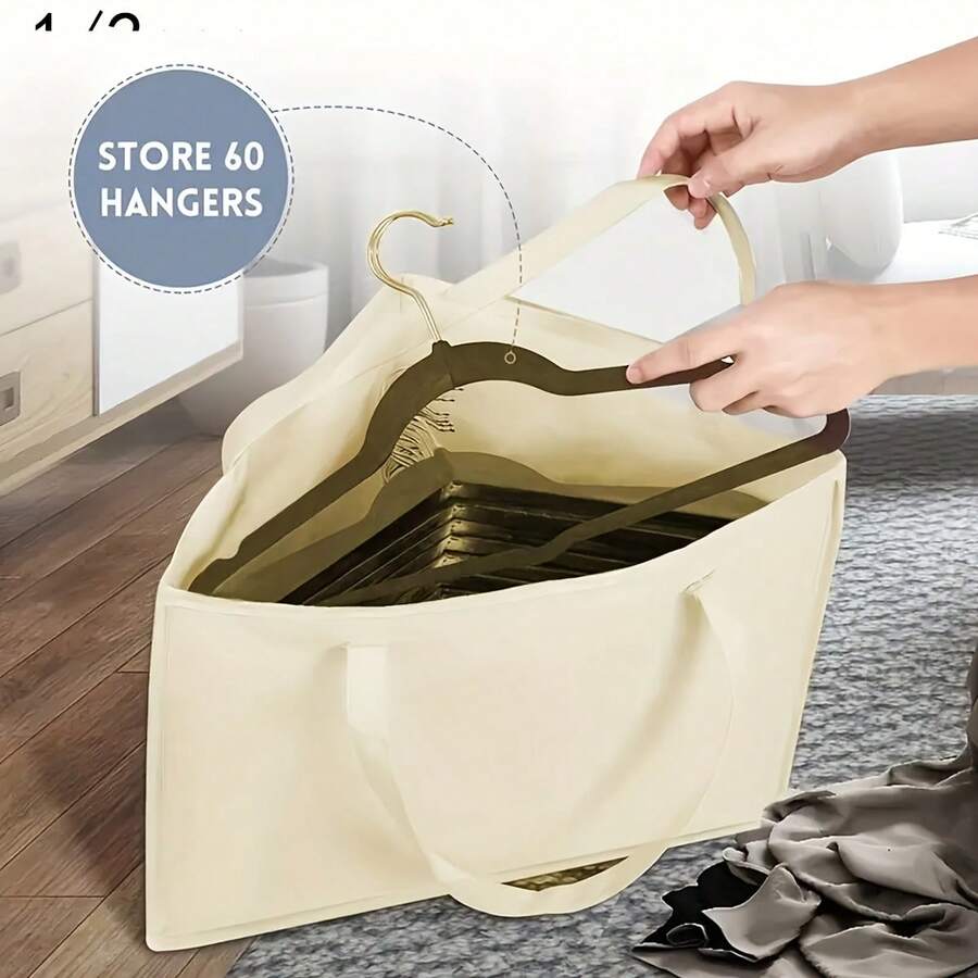 1 Stück/2 Stücke platzsparende dreieckige Aufbewahrungstaschen mit Griffen - ein Kleiderbügel-Organizer, perfekt für Schränke, Wäschebereiche und Trockengestelle - eine moderne und minimalistische Garderobe-Organizer Option, mit einem einfachen dreieckigen Design und strapazierfähiger Naht. - mehrfarbig - Übersicht 1