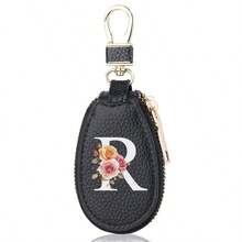 白色字母钥匙包，复古商务，多功能钥匙保护套，拉链汽车钥匙包，男士休闲便携式钥匙收纳包，大容量收纳盒，汽车钥匙包，万圣节礼物教师节礼物男士礼物女士礼物情人节礼物 - 彩色 - 查看 14