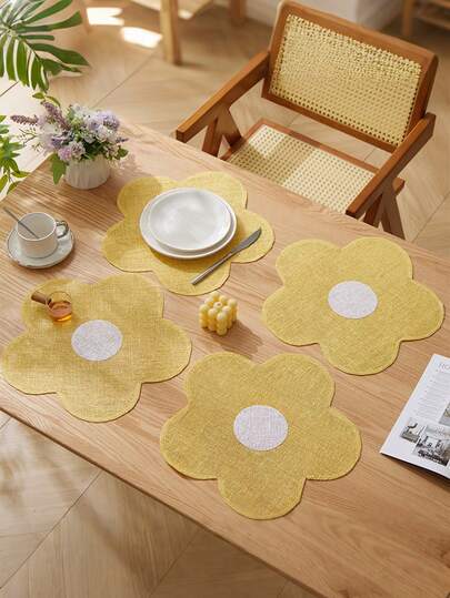 1 Stück/4 Stücke/6 Stücke 36,3 cm runde Papierblumen gewebte Tischsets, Multi-Styles, waschbar rutschfest hitzebeständig, geeignet für Hochzeit, Restaurant, Küche, Outdoor Camping, tägliches Essen Zuhause, Herbst Outdoor Party, Valentinstag, Halloween, Weihnachtsgeschenke