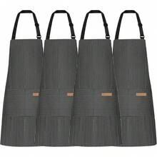 4 Piezas Delantales para Mujeres Hombres Barbacoa Chef Cocina Delantal de Cocina Ajustable con Bolsillos para Parrilla Unisex Hornear Pintura Arte Estilista Lavavajillas - Rosa - Ver 8