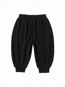 Balabala Young Boys Thermal Lined Curved Pants 2025 Winter, Banana Pants For Boys & Girls - Black - View 5