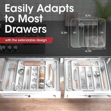 Silverware Organizer - Expandable Kitchen Drawer Organizer, Adjustable Utensil Organizer, Cutlery Tray Forks, Knives, Multipurpose Kitchen Organizers And Storage Solution, Black, Large - 中號+白色 - 查看 5