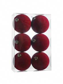 6 قطع زينة شجرة عيد الميلاد من المخمل - كرات بلاستيكية مغطاة بالنسيج، غير كهربائية، بدون ريش، مناسبة بشكل عام لديكورات العطلات