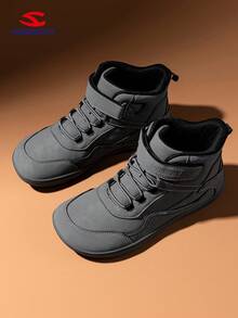 HOBIBEAR (Si sus pies son anchos o tienen el arco alto, pida una talla talla grande) Zapatillas deportivas para adolescentes niños y niñas, zapatos descalzos con caja de dedos ancha, zapatos cómodos para caminar con , suela de goma completa antideslizante y transpirable, fácil de poner, adecuados para la escuela, todas las estaciones, otoño/invierno - Gris - Ver 1