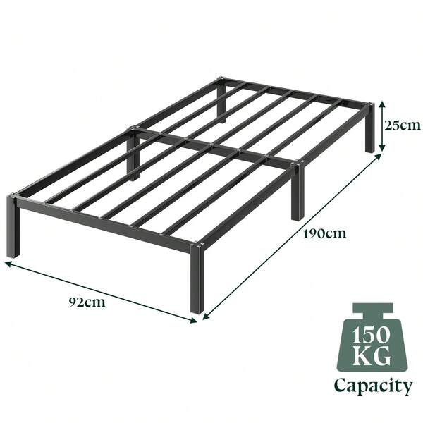 Bed Frame Single Size Metal Bed Mattress Base Platform No Screw Install