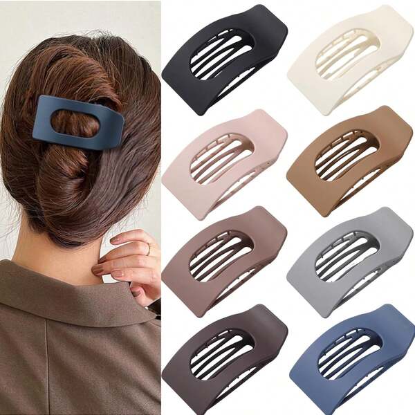 8pcs/Set Women's Flat Hair Clips - Large Matte Rectangular Non-Slip Claws, Strong Hold Square Hair Accessories Suitable For Thick And Thin Hair, Flat Design For Work And Daily Styling
