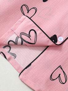 Bộ đồ ngủ nữ tay ngắn và quần short in hình trái tim - Hồng - Xem 8