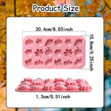 1pc Autumn Silicone Chocolate Mold, 3D Stereoscopic Design With Maple Leaf, Acorn And Pumpkin Patterns, 36 Cavities, Suitable For Thanksgiving, Harvest Theme Candies, Puddings, Jellies - Multicolor - View 2