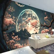 1 pieza Tapiz de fibra de poliéster - Sakura a la luz de la luna, colgante de pared exquisito adecuado para sala de estar, dormitorio, oficina - Fácil de instalar, duradero, resistente a la decoloración, decoración del hogar, decoración de la habitación, decoración de fiestas, kit de instalación gratuito incluido